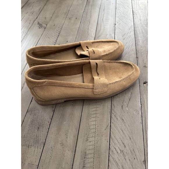 ZARA Split Leather Suede Penny Loafers Moccasins Tan Brown Size 37 7 - Picture 4 of 6